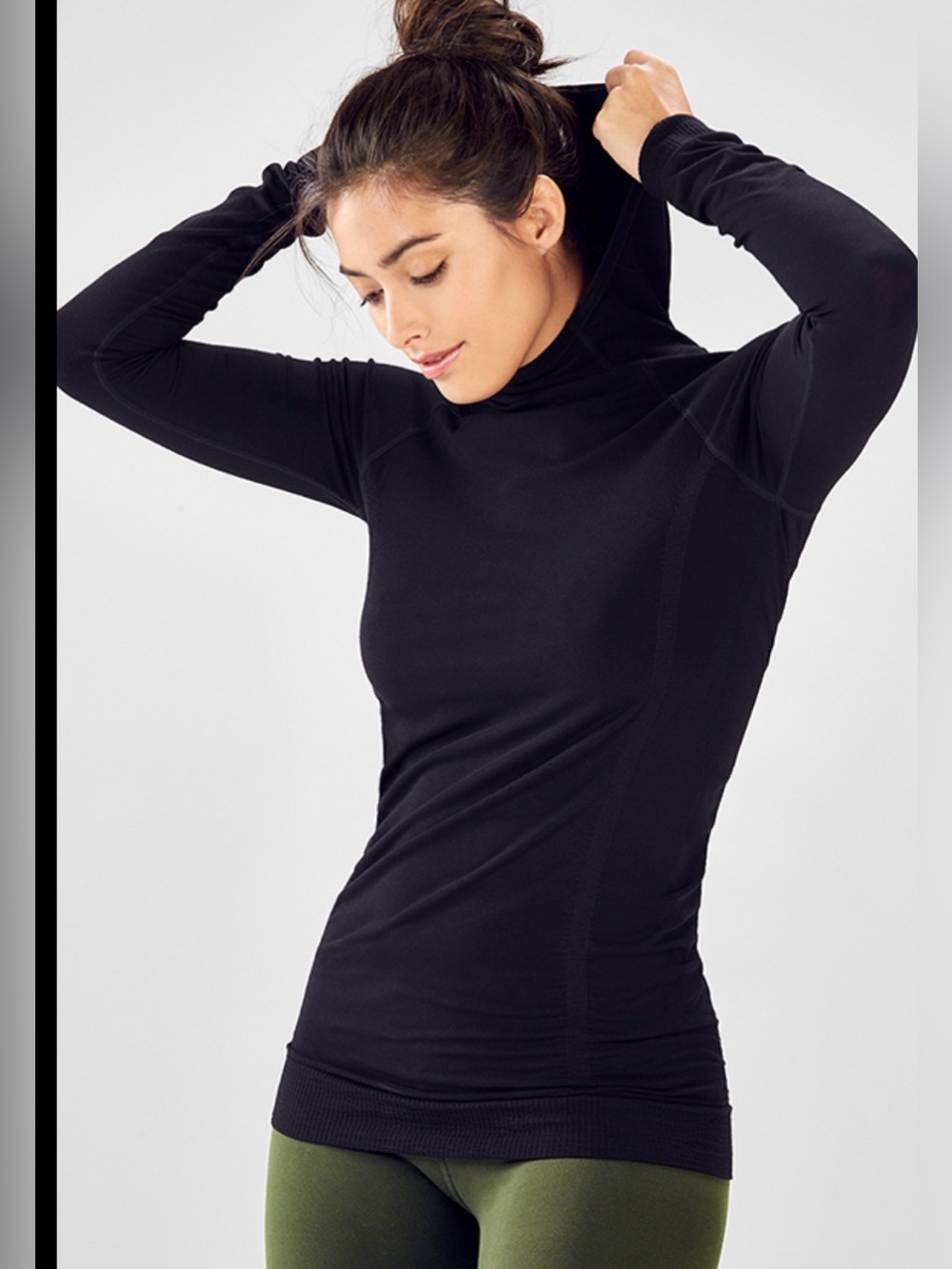 Fabletics Black Hooded Long Sleeve Pullover